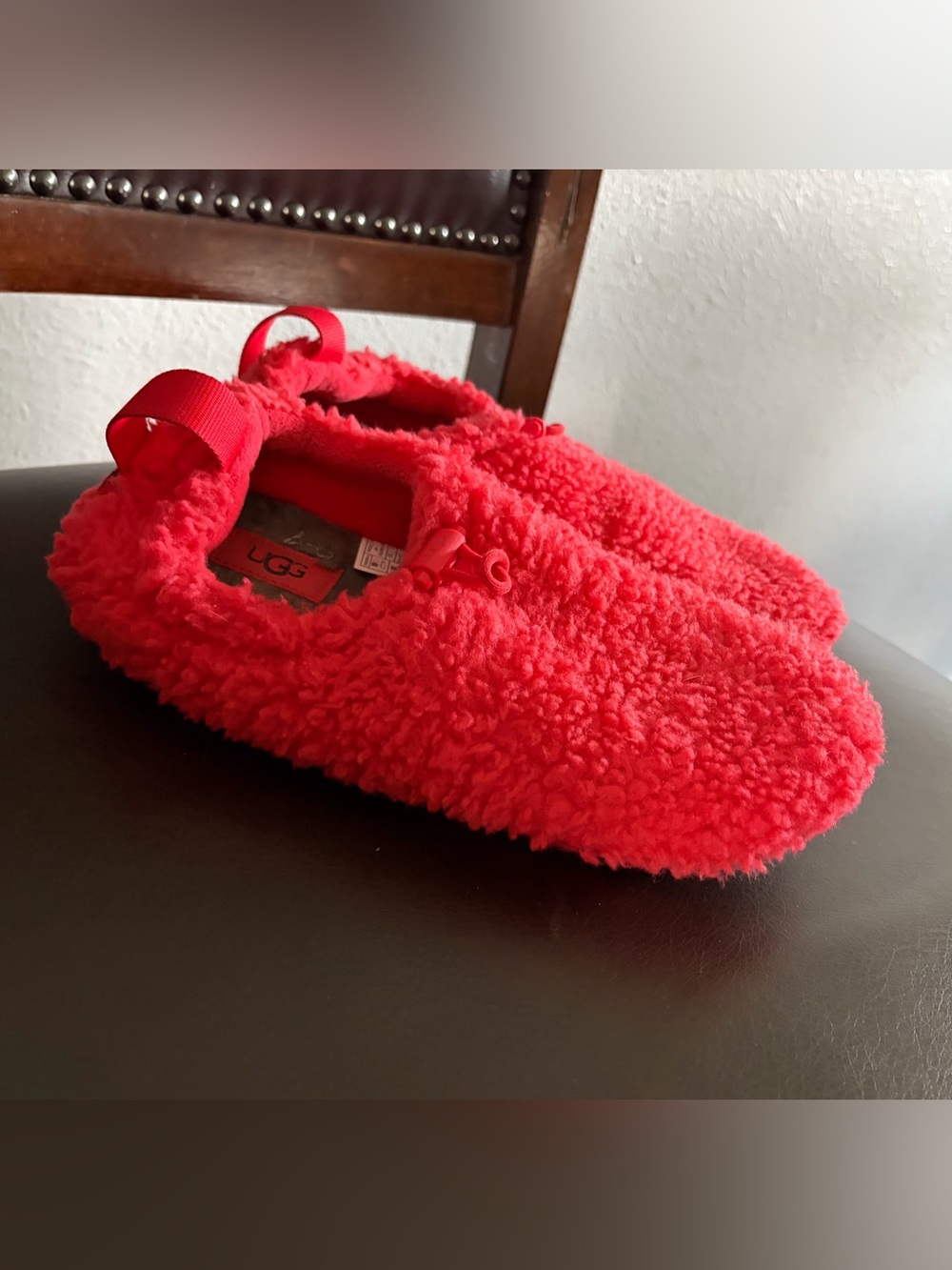 UGG Men’s Bright Red Fleece Slip-On Loafers